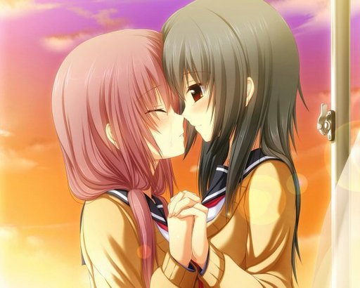 Anime girl kissing girl