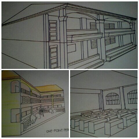 School Buildings One Point And Two Point Perspective