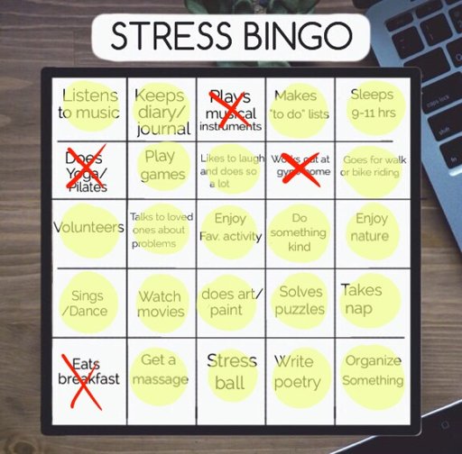 Stress Bingo | Personal Development Amino