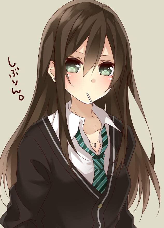 Brown hair and brown eyes anime girl