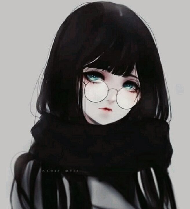 Emo anime girl with black hair