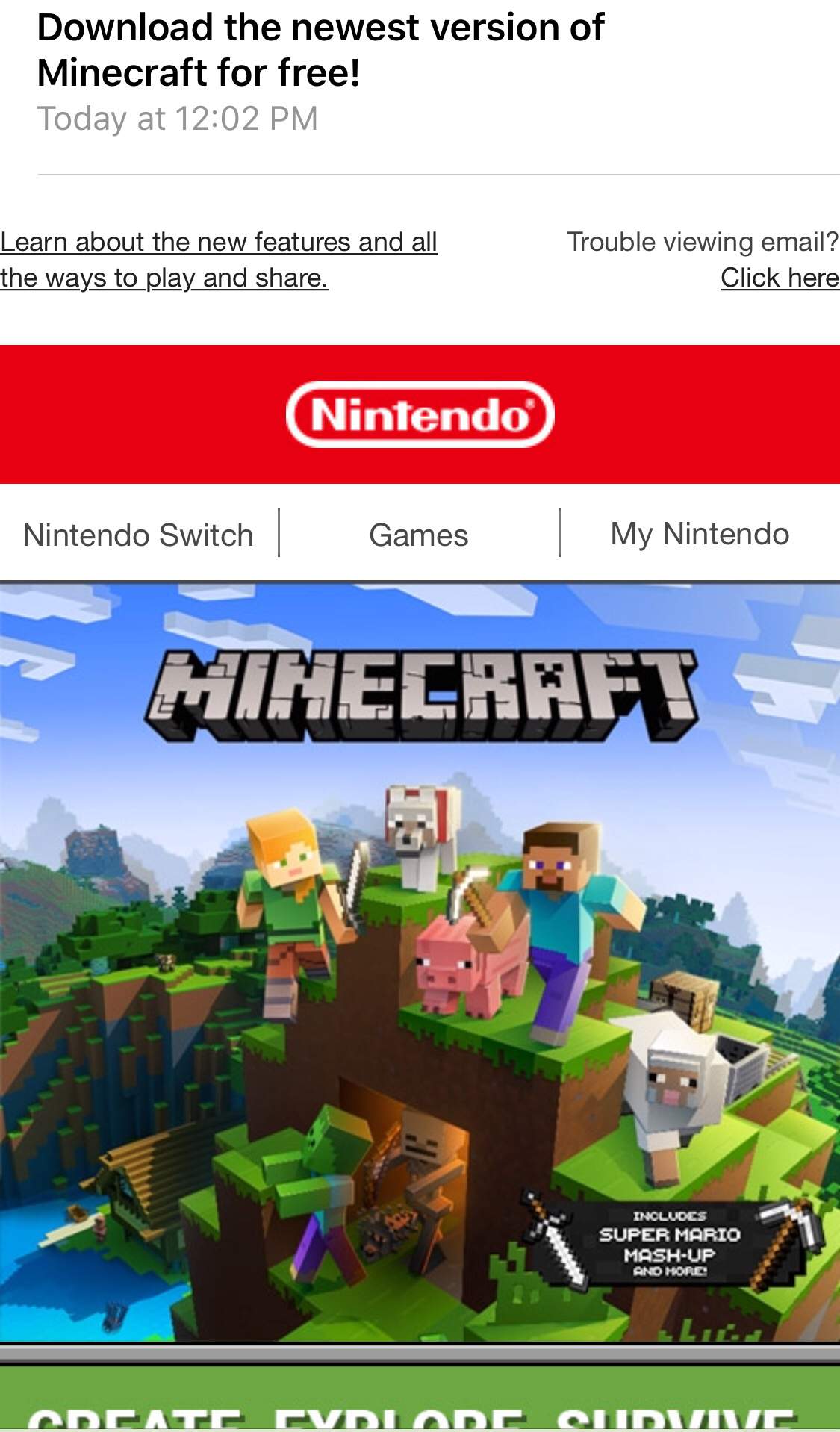 how to get minecraft for free on nintendo switch