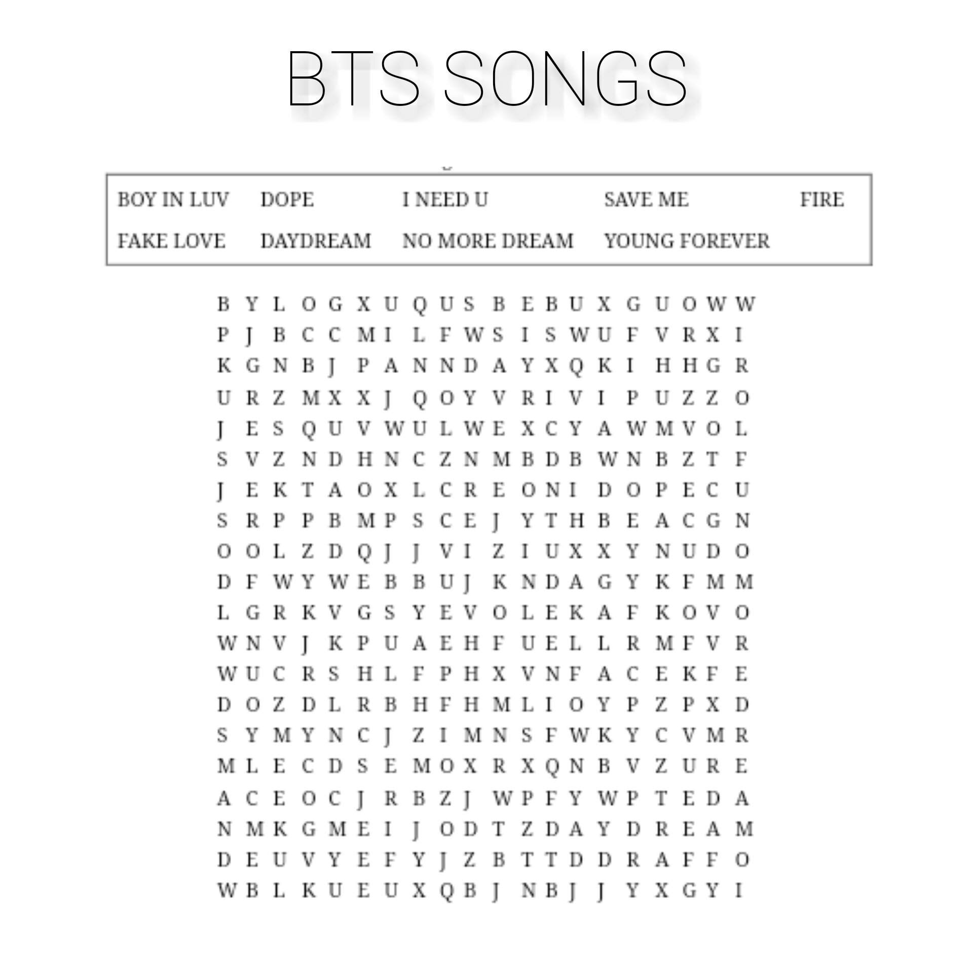 bts word search