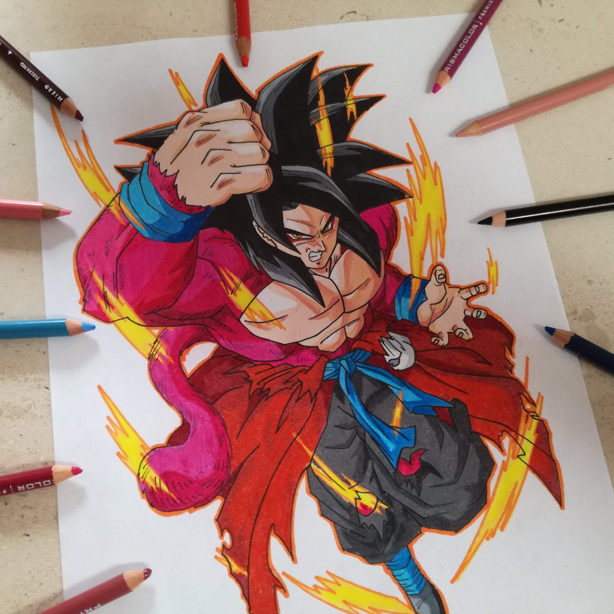 Hola aminos , aqui mi nuevo dibujo de goku ssj4 patrullero del tiempo 🖌