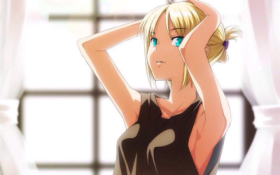 Anime girl short blond hair