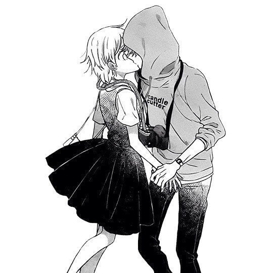 Anime couple black and white