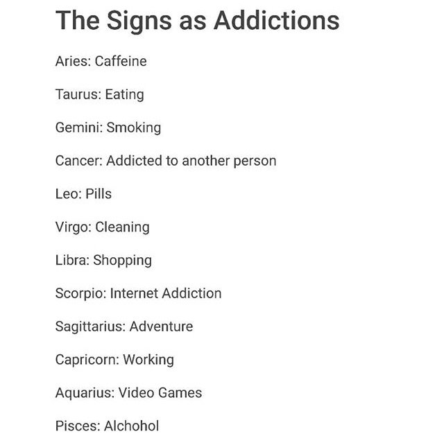 Zodiac signs and addiction