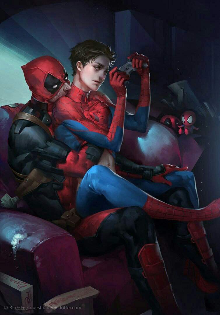 Spider man ♥ Deadpool юри, яой, би. 