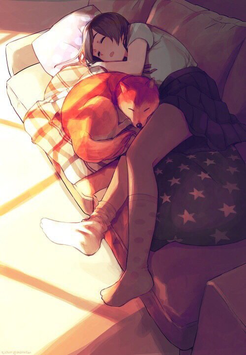 Anime girl sleeping on couch