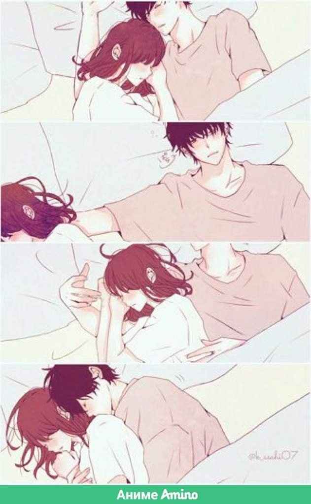 Cute anime couple sleeping
