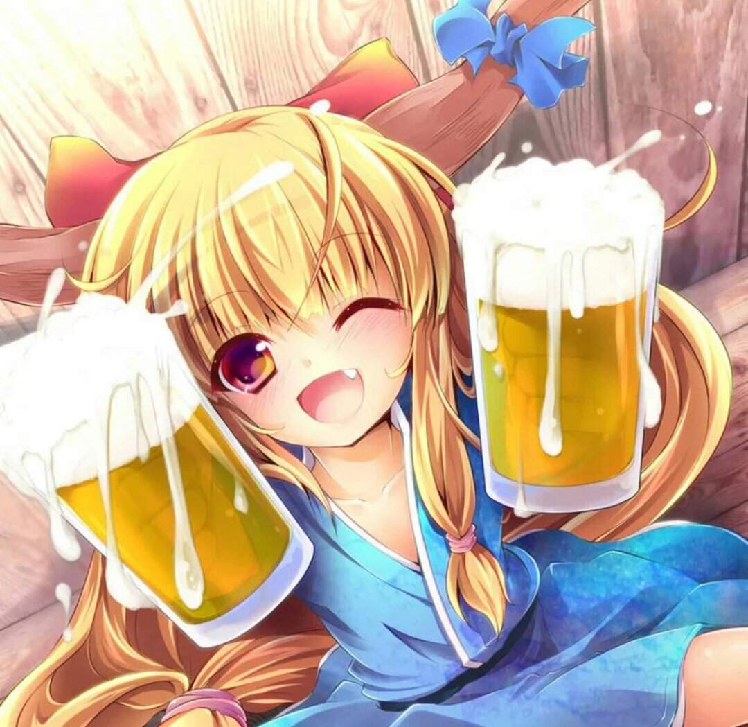 Суйка Ибуки Touhou с пивом