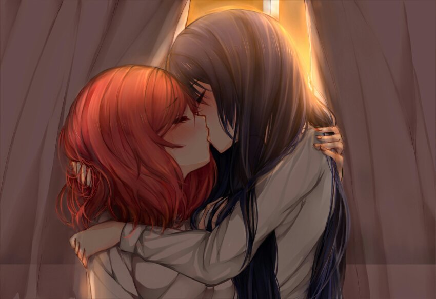 Anime girl kiss anime girl