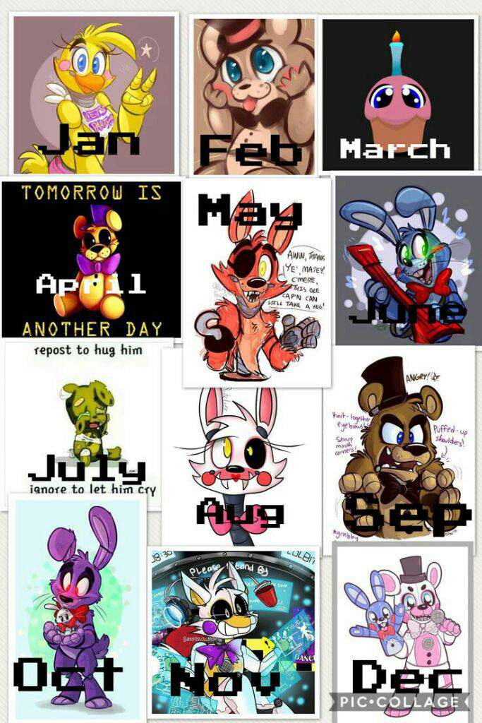 Calendário Fnaf (venha conferir qual animatrônico vc é) FNaF Amino PT