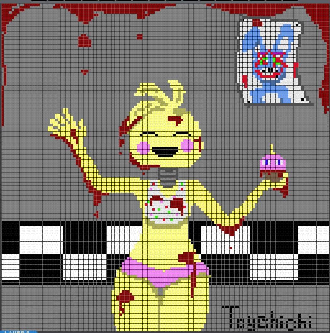 Pixel Art Toy Chica Covered Whit Bloood Five Nights At Freddy S Amino