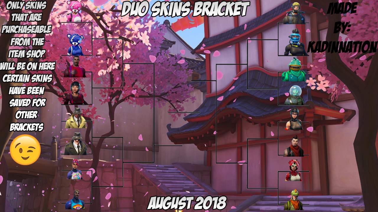 Fortnite Duo Skins Bracket July 30th 18 Fortnite Battle Royale Armory Amino