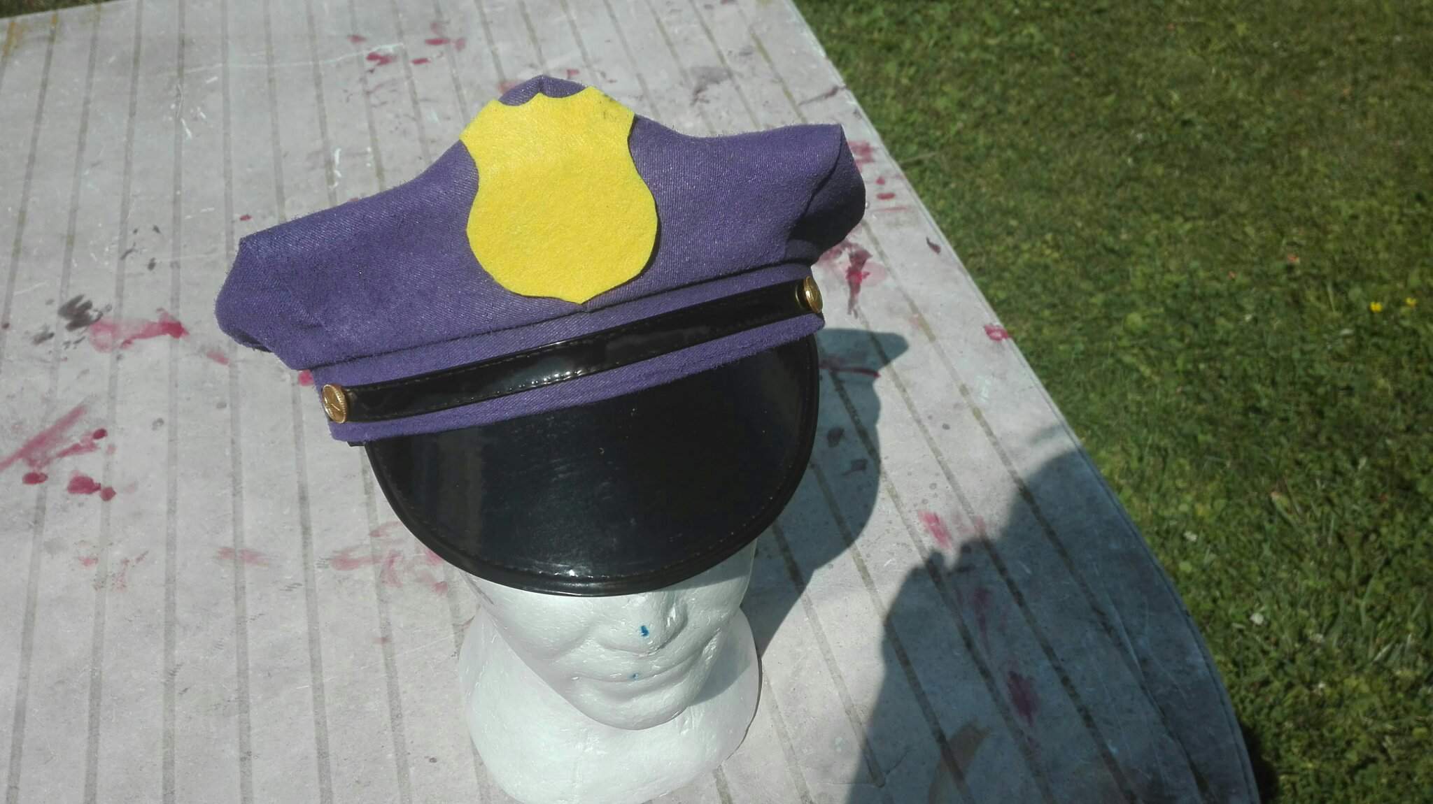 purple guy security hat