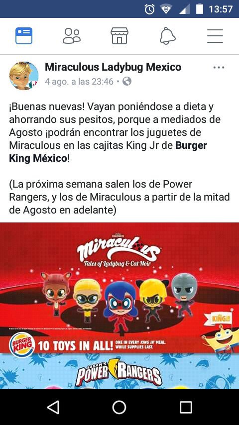 muñecos ladybug burger king