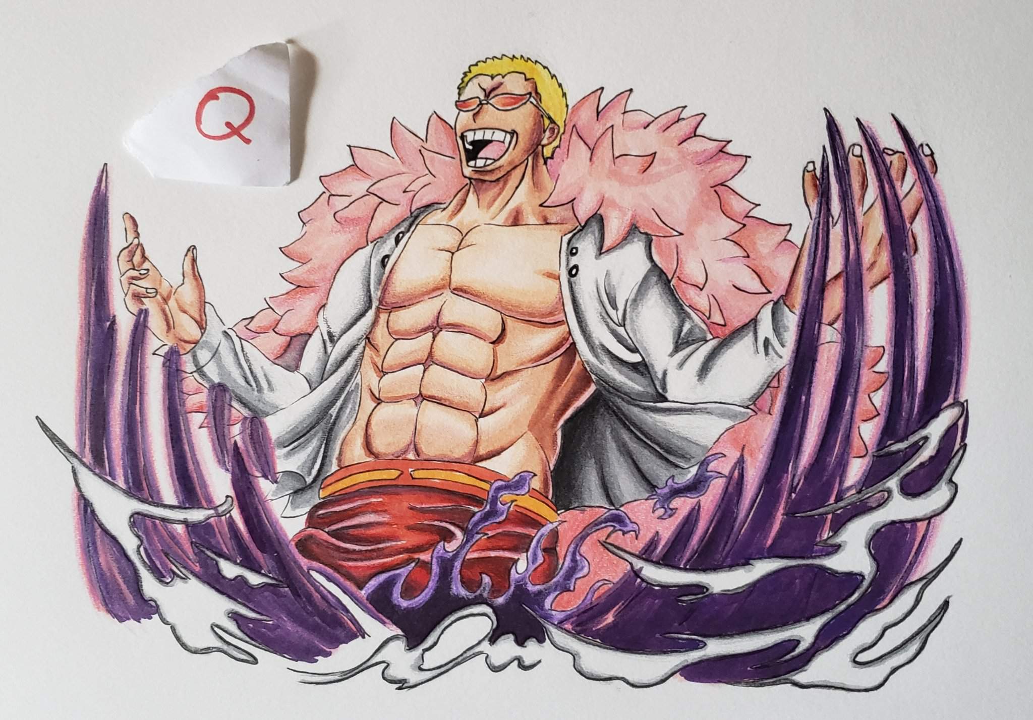 Drawing of Doflamingo; the king of Dressrosa One Piece Amino.