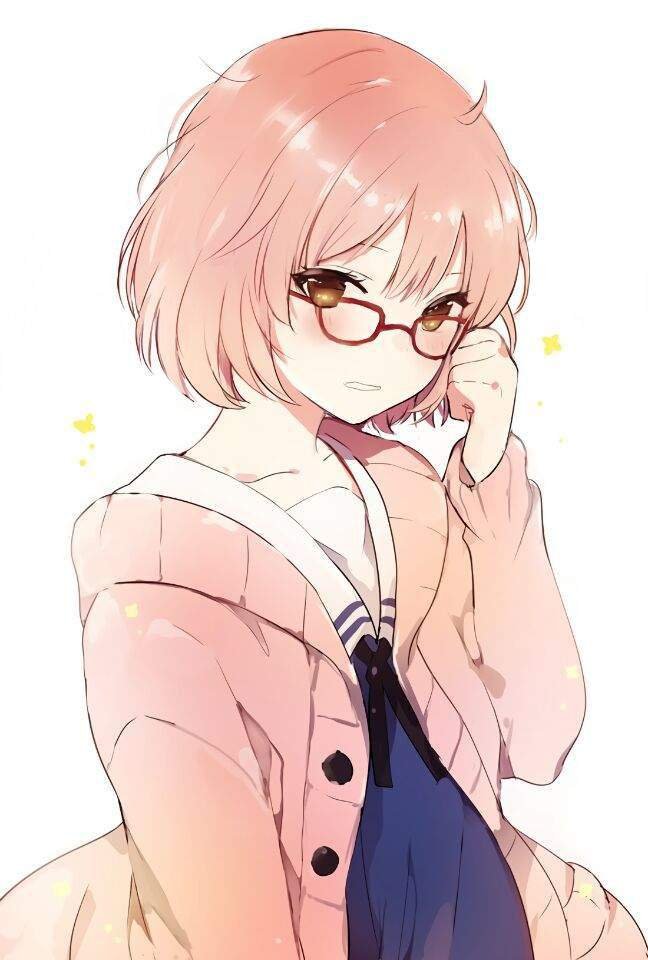 Anime girl with short brown hair and glasses