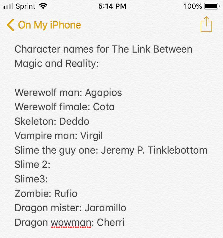 character names list