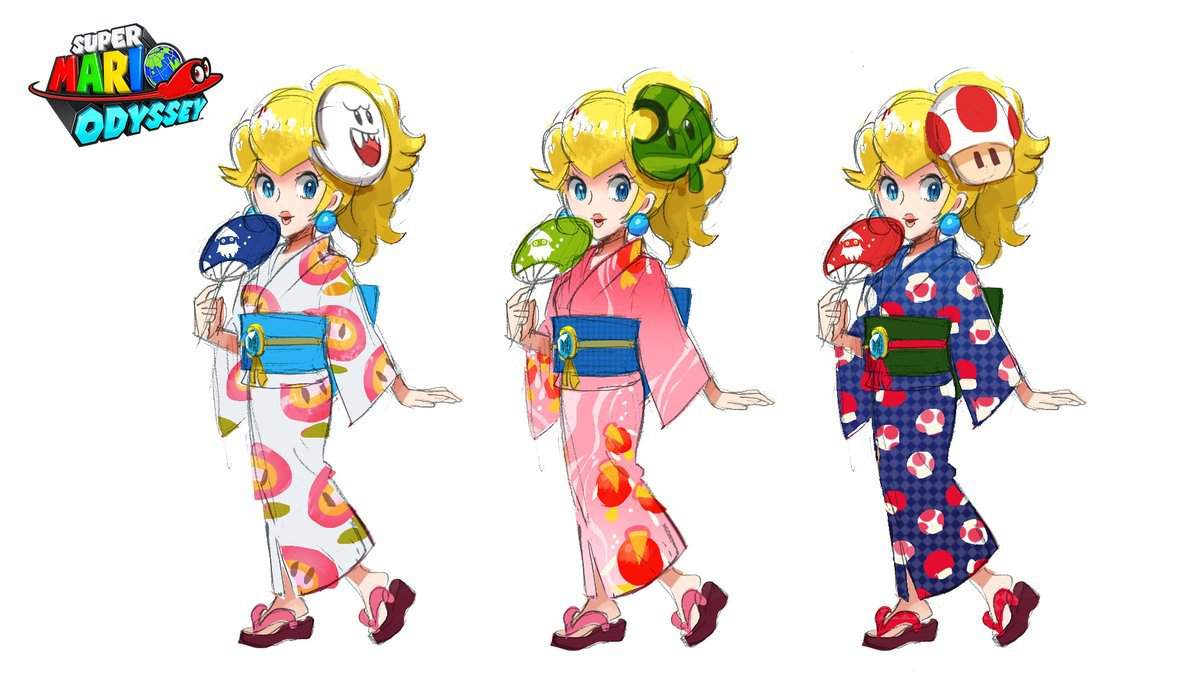Super Mario Odyssey Concept Art For Peach Wearing Yukata Nintendo Switch Amino 