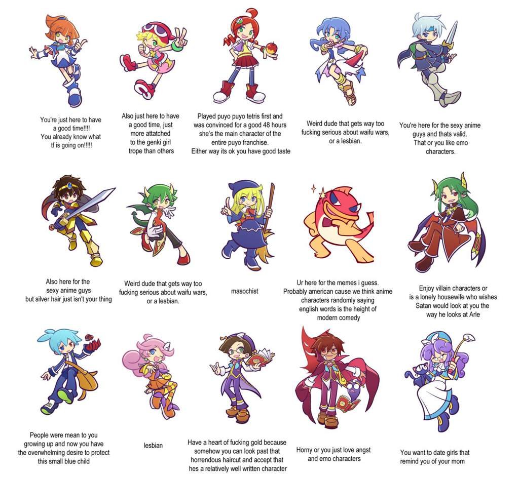puyo puyo tetris characters puyo puyo tetris characters