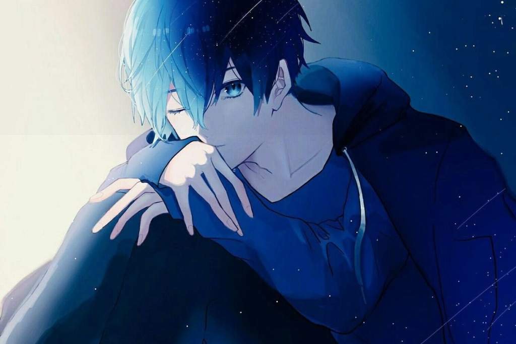 Anime guy with dark blue hair
