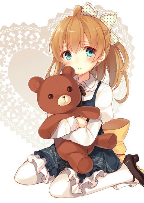 Anime boy with teddy bear