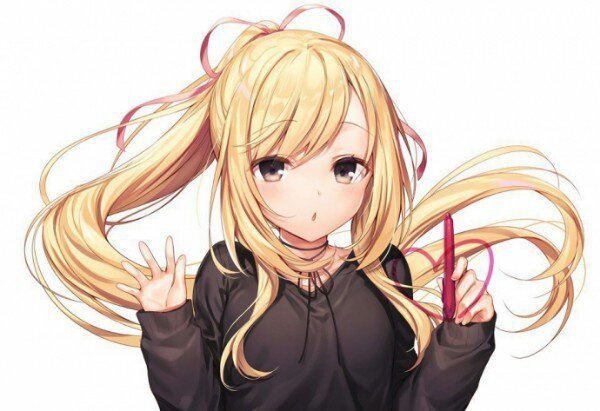 Anime girl blonde hair brown eyes