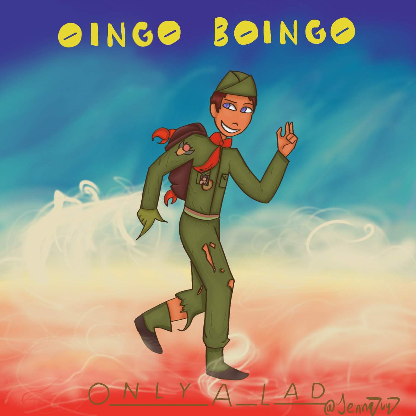 This is a thingy I made of the album cover of only a lad by oingo boingo. 