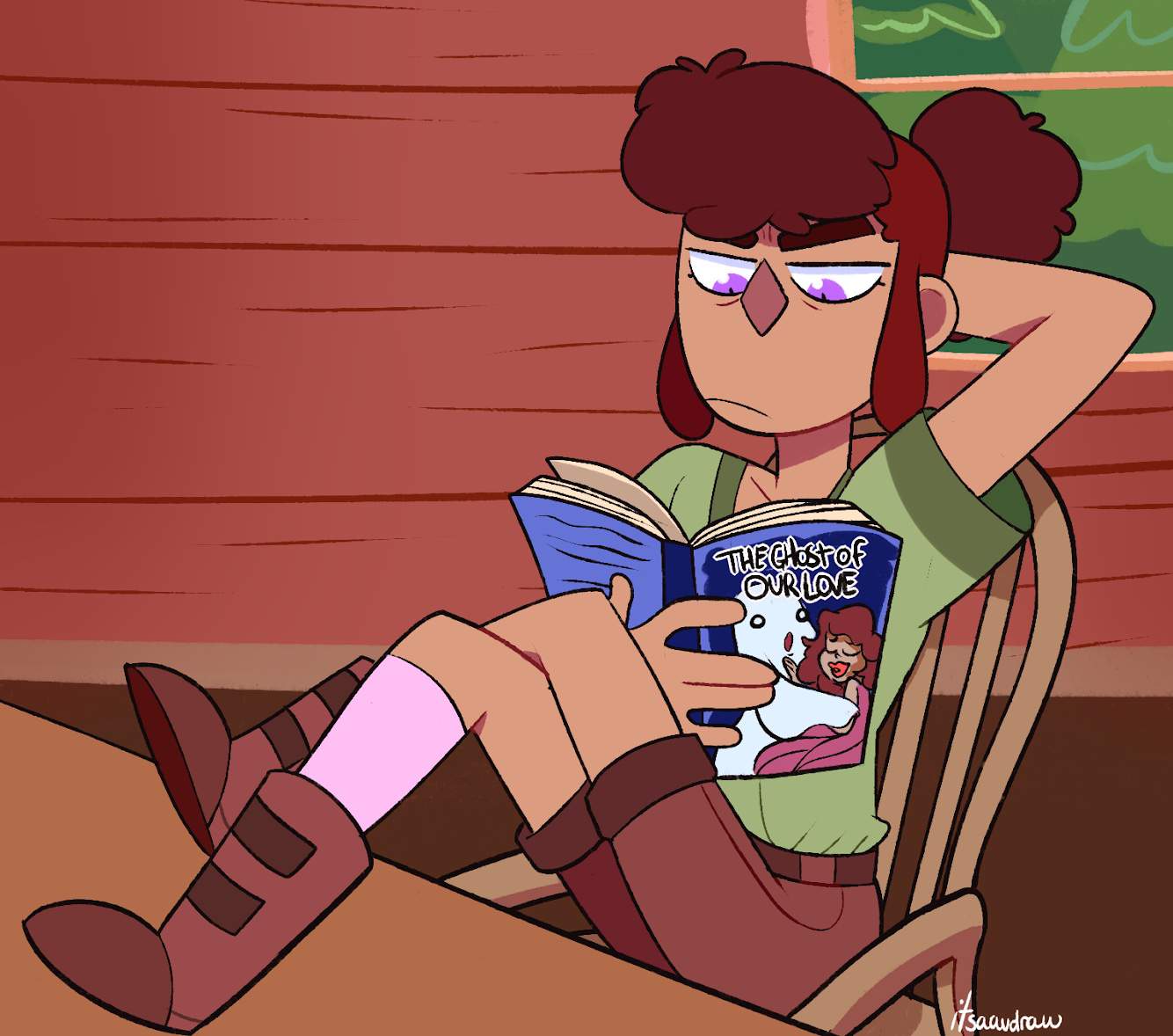 She's trying to read 🌿 Camp Camp 🌿 Amino.