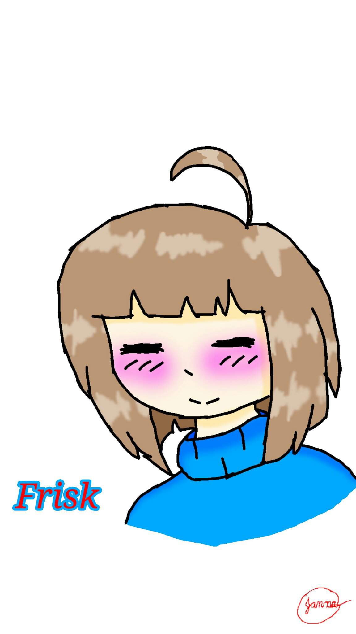 I draw classic frisk because i never draw frisk before so i draw this