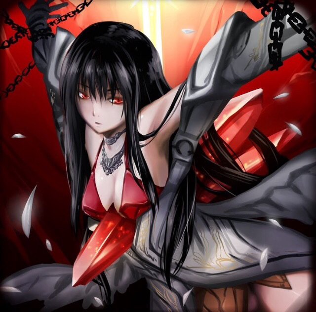 Anime girl with black hair and black eyes
