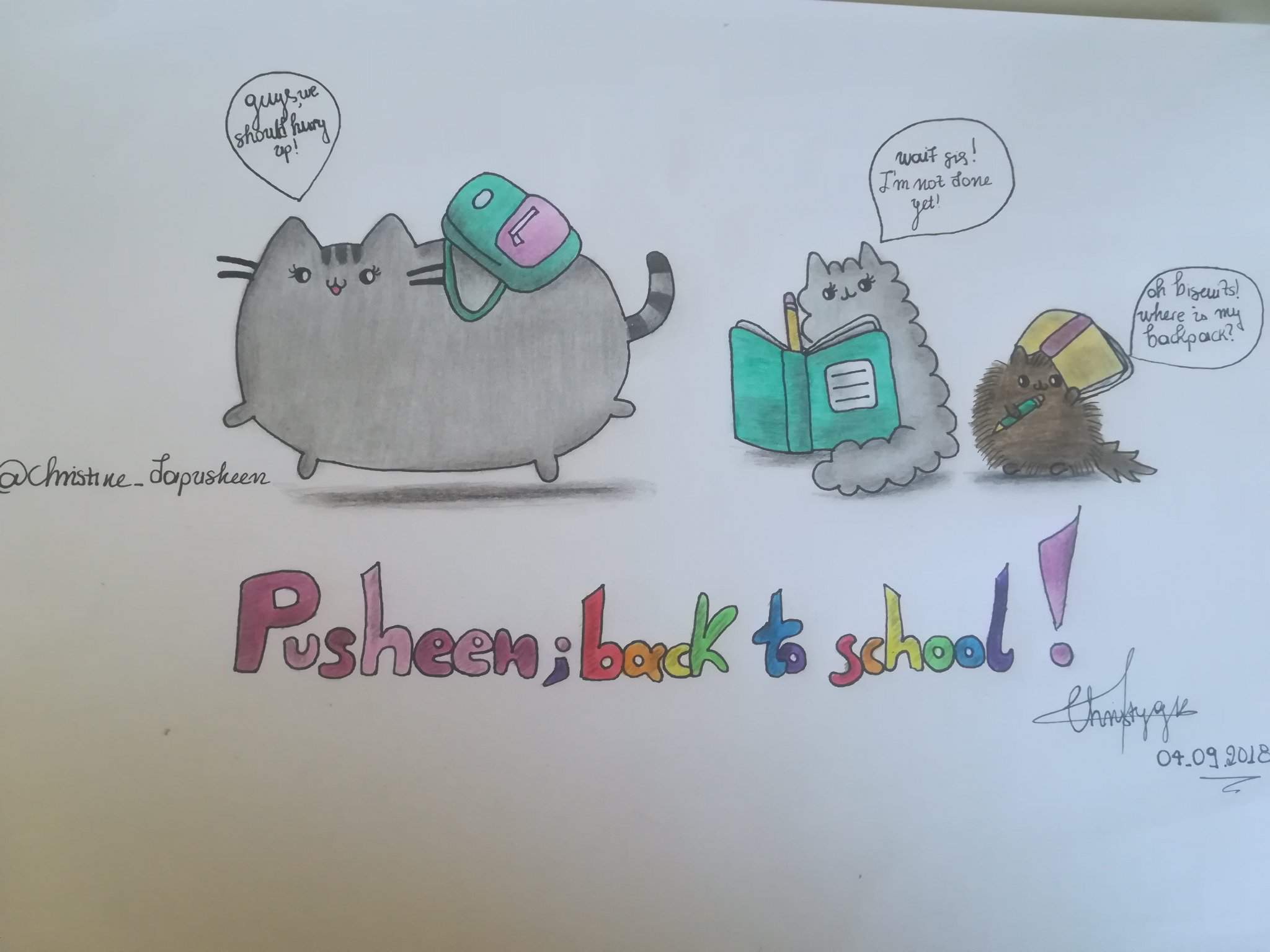 Pusheen Back To School Drawing Plus Story Pusheen The Cat Amino Amino