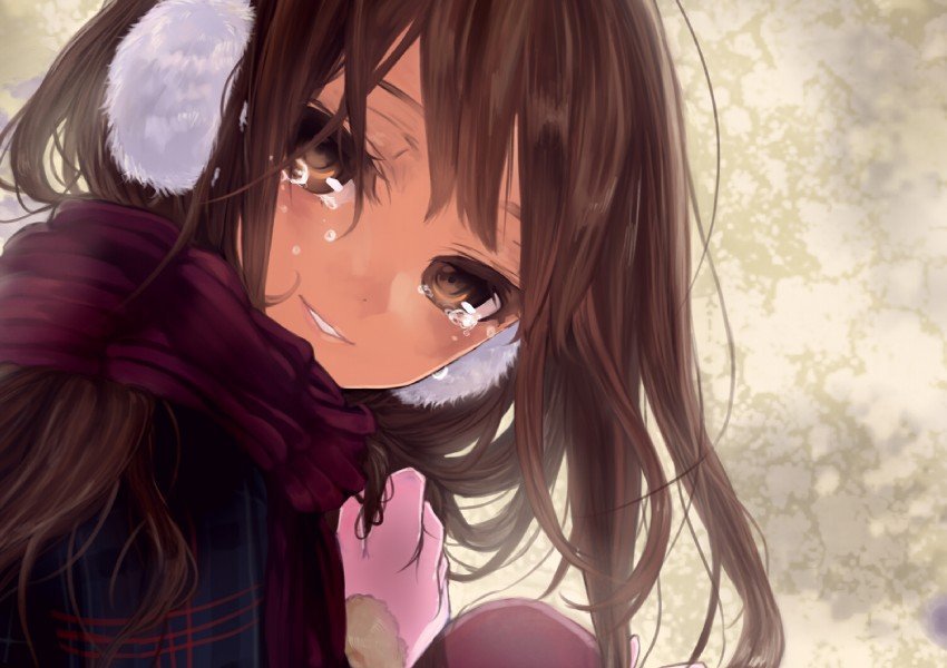 Anime girl with dark brown hair and brown eyes