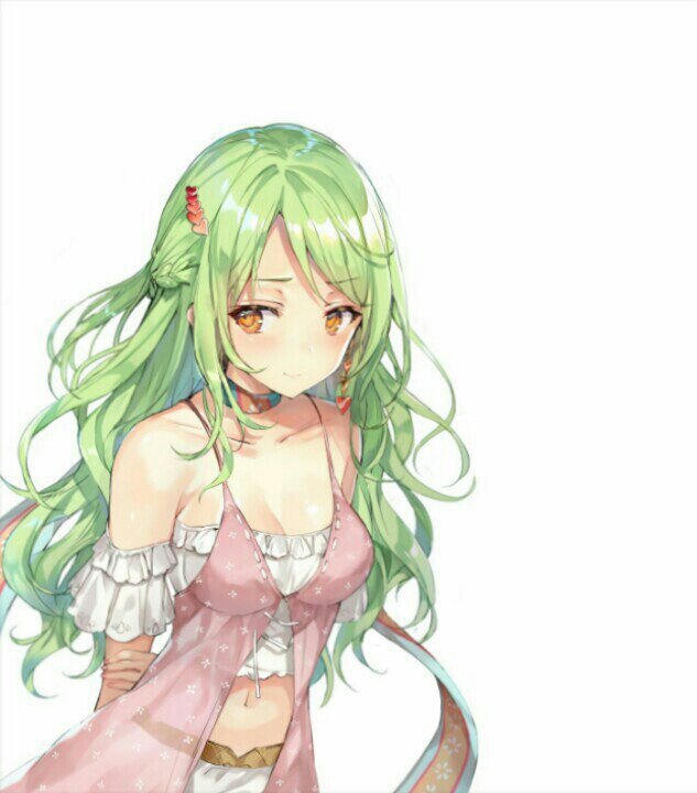 Anime girl green hair green eyes