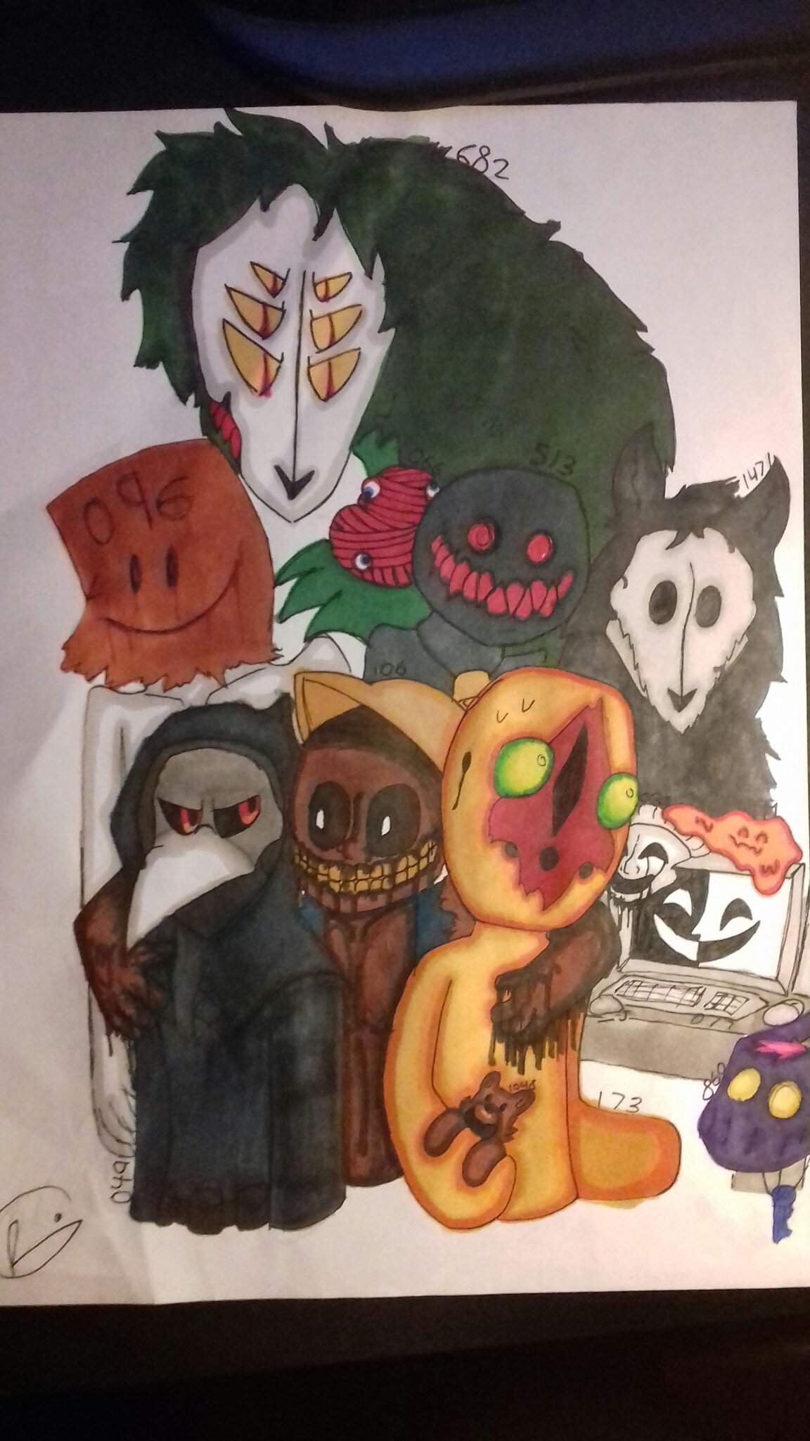 Drawing of a bunch of Scps (redraw) SCP Foundation Amino