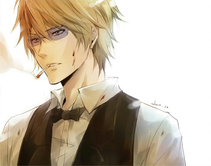 Anime boy with blonde hair and glasses