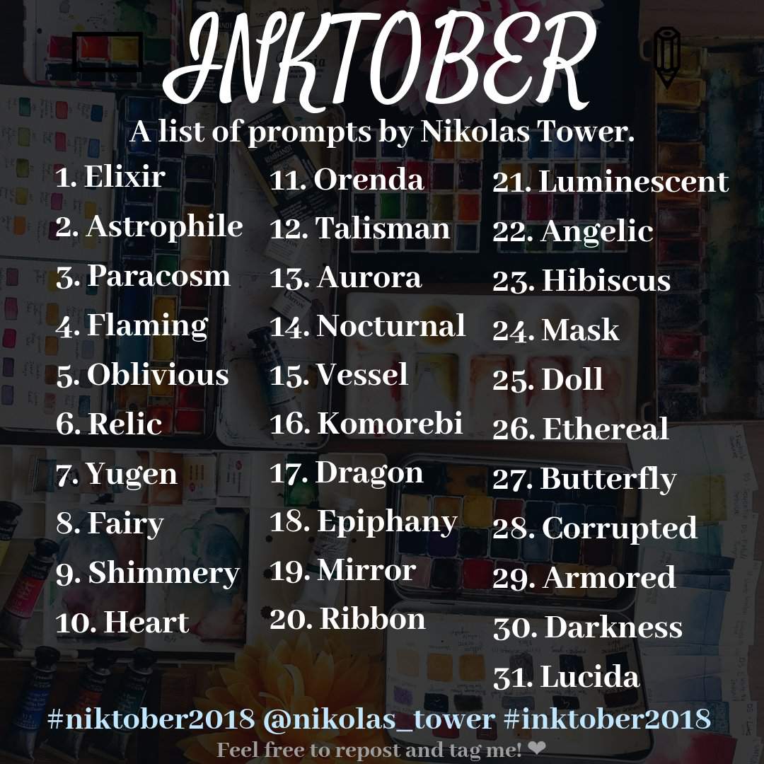 Inktober prompt list Art Amino