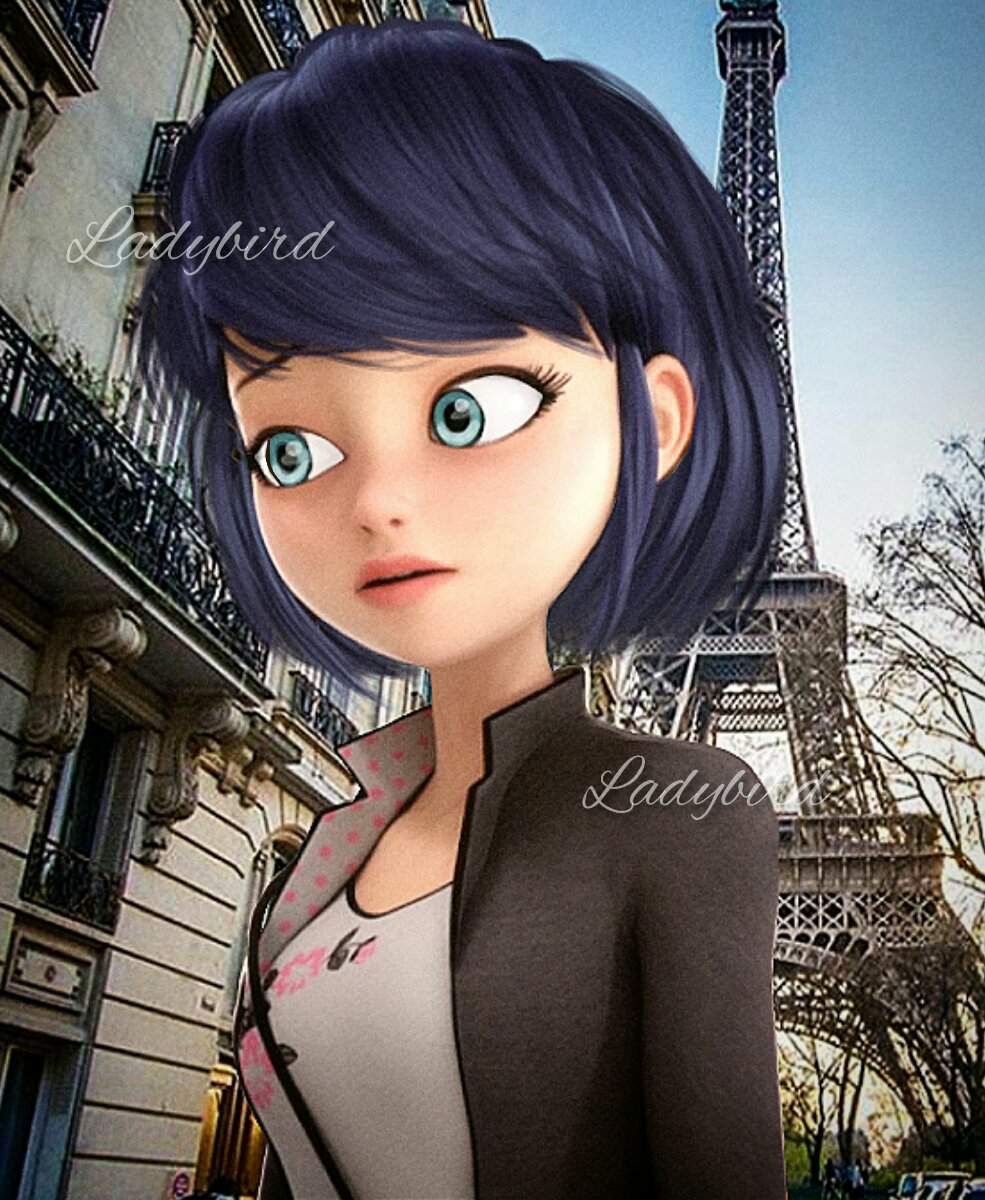 Marinette with hair down Edit by Ladybird Miraculous Amino.