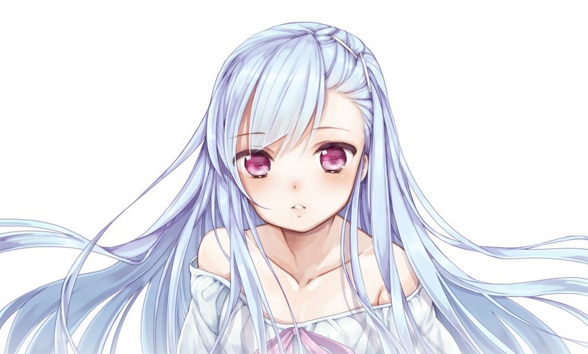 Anime girl white hair blue eyes