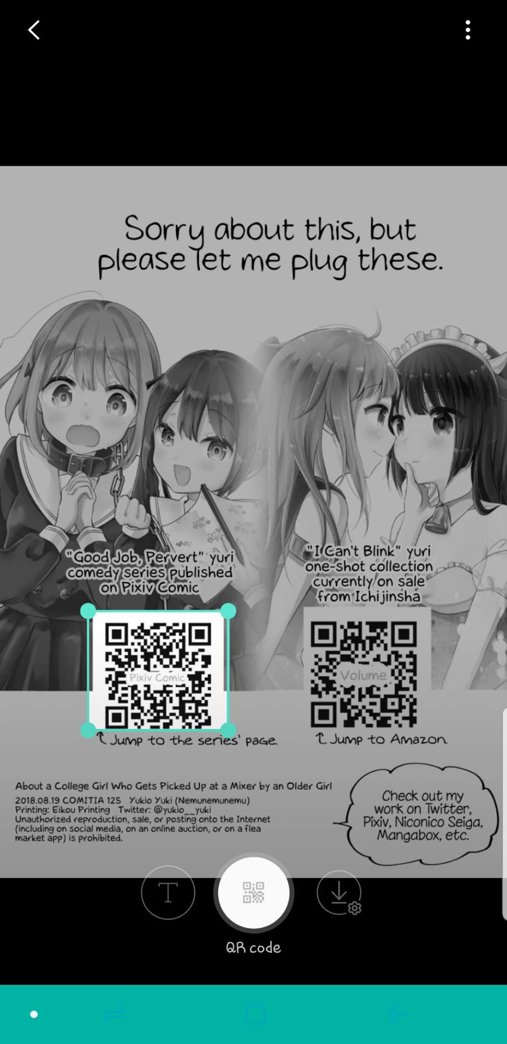 Really love Bixby Vision..Since it also scans QR Code..😁 | Yuri Manga