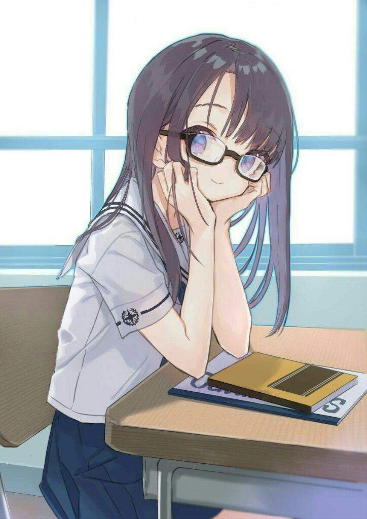 Anime girl with glasses gif