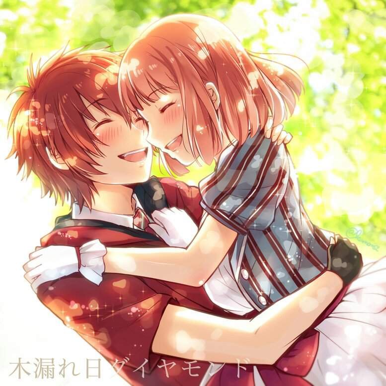 Boy and girl in love anime