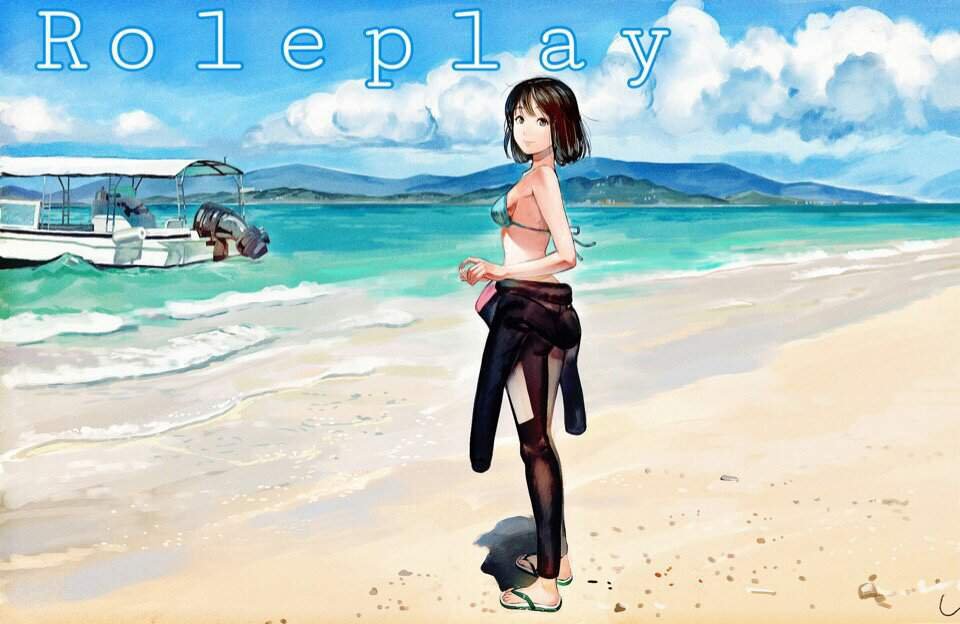 Anime girl on beach