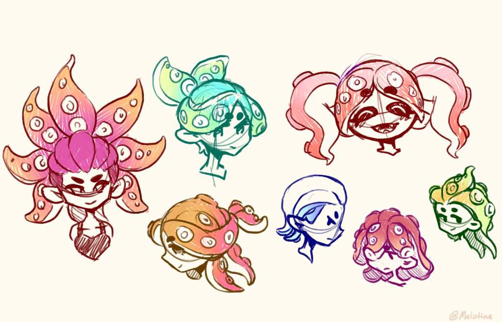 Octoling Hairstyle Sketch01 Splatoon Amino 