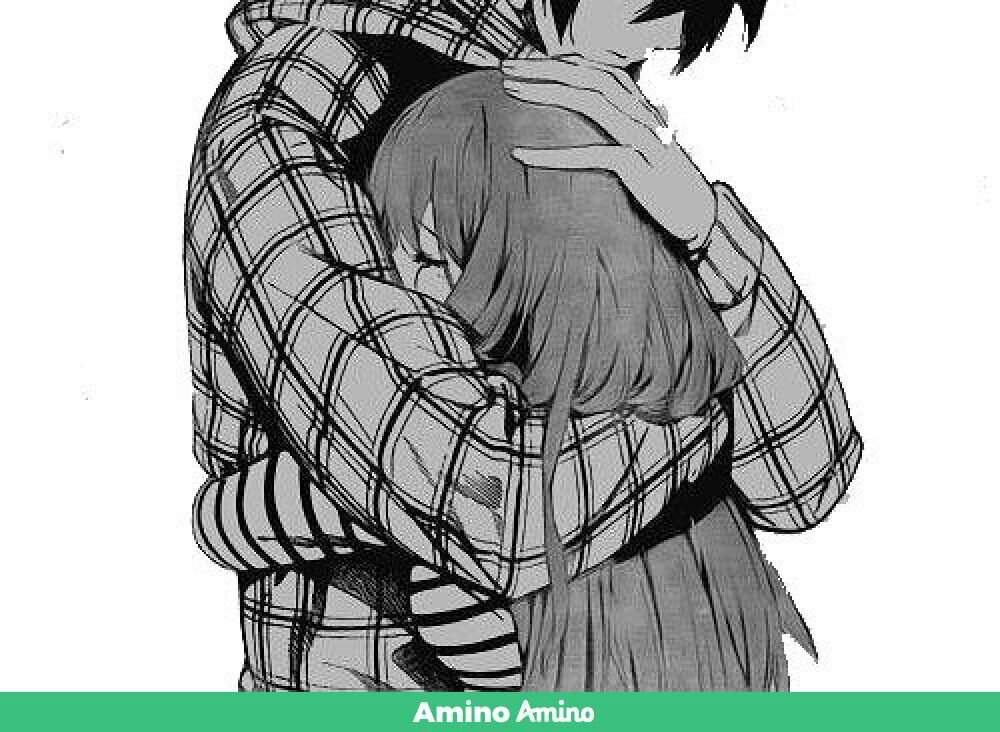 Anime girl hugging guy
