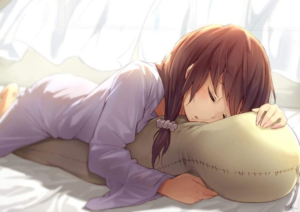 Anime laying on bed