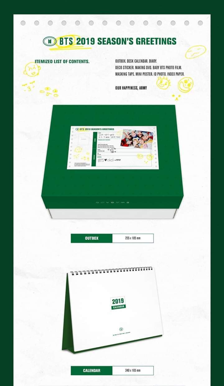 Bts 19 Season S Greetings Wall Calendar Info Bts Army S Amino