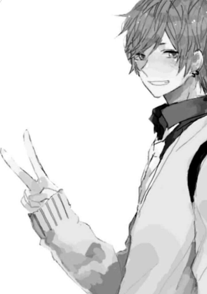 Anime boy leaning against wall